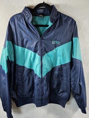 La Mode Active Windbreaker Jacket Thinsulate Navy Teal Colorblock Size XL